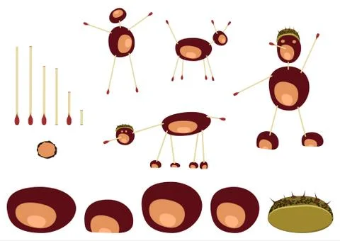 Chestnut little men Stock Illustration