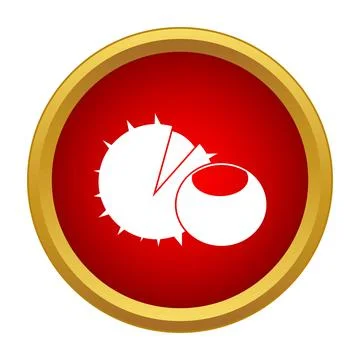 Chestnut nut fruit removing from spiky husk icon Stock Illustration