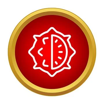 Chestnut nut line icon in red gold circle Stock Illustration