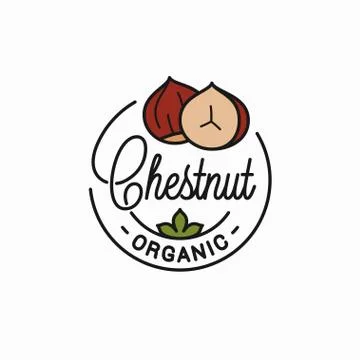 Chestnut nut logo. Round linear of chestnut Stock Illustration