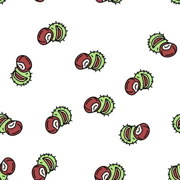 Chestnut nut vector seamless pattern Stockillustratie