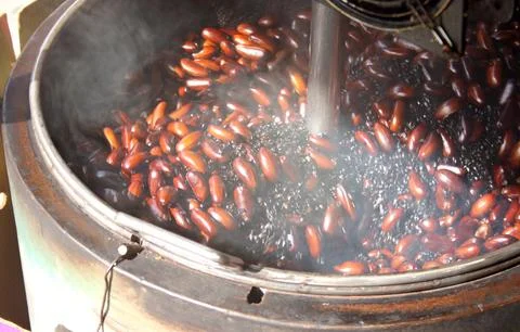 Chestnut roast machine. Stock Photos