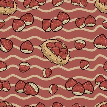 Chestnut Seamless Pattern in Cartoon Style. Perfect For Background, Backdro.. Illustrazione stock