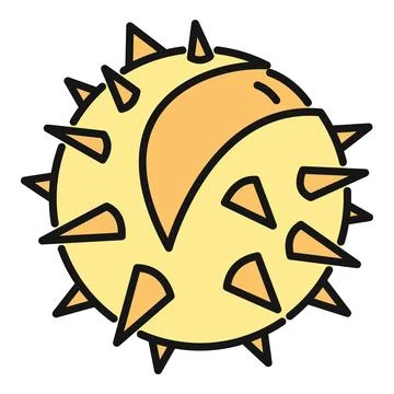 Chestnut shell icon with spikes protecting seed Illustrazione stock