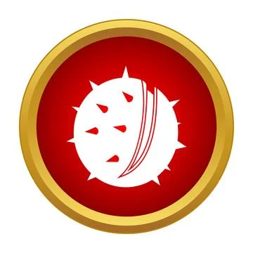 Chestnut shell icon vector in sharp red circle 스톡 일러스트
