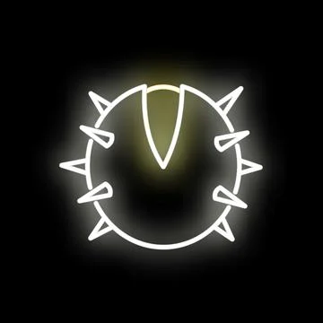Chestnut shell neon sign glowing in dark Stock Illustration