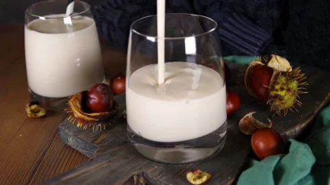 Chestnut smoothie drink Stock Footage 213938542