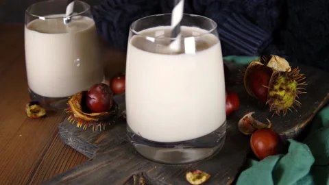 Chestnut smoothie drink Stock-Footage 213938543