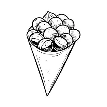 Chestnuts in aa paper cone design element sketch Stock Illustration