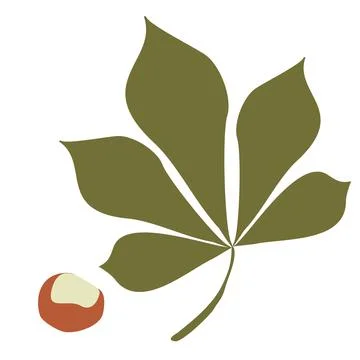 Chestnuts and Leaf. Flat style Vector isolated on a white background. Autumn  Stock Illustration