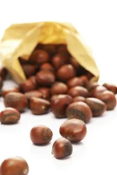 Chestnuts in a bag Stock Photos