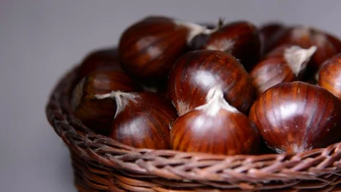 Chestnuts, close up Stock Footage 81358059