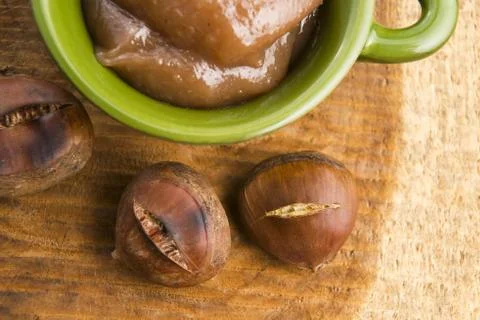 Chestnuts cream with chestnuts Stock Photos