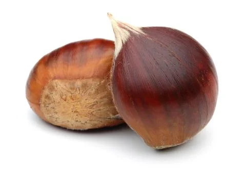Chestnuts isolated on white background Stock Photos