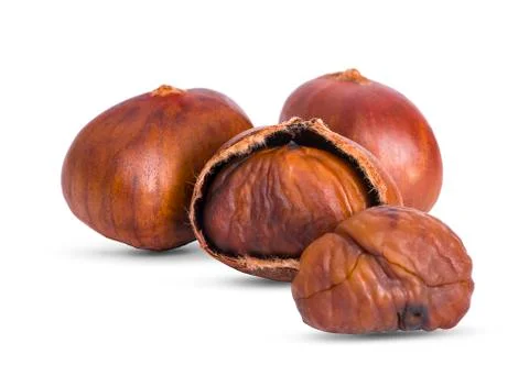 Chestnuts isolated on white background Stock Photos