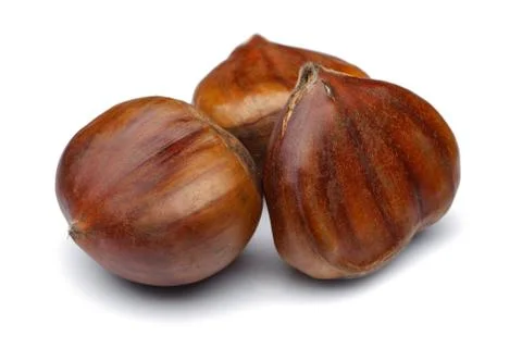 Chestnuts isolated on white background Stock Photos