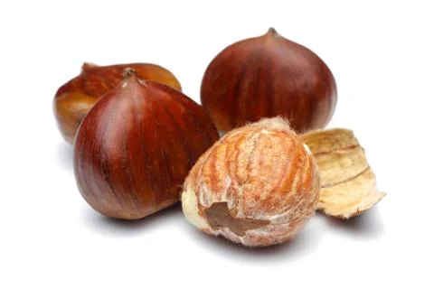 Chestnuts isolated on white background Stock Photos