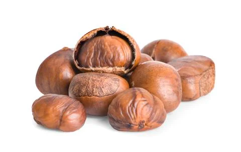 Chestnuts an isolated on white background Foto stock