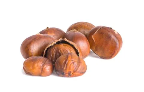 Chestnuts an isolated on white background 스톡 사진