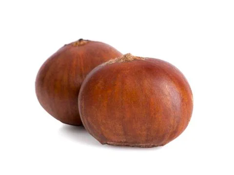 Chestnuts an isolated on white background Stock Photos