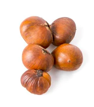 Chestnuts an isolated on white background Stock Photos