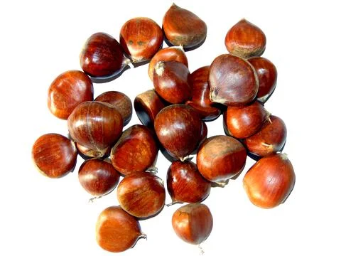 Chestnuts isolated on white background Stock-Fotos