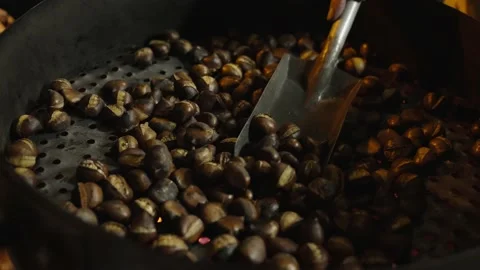 Chestnuts from an open grill Video stock 232000951