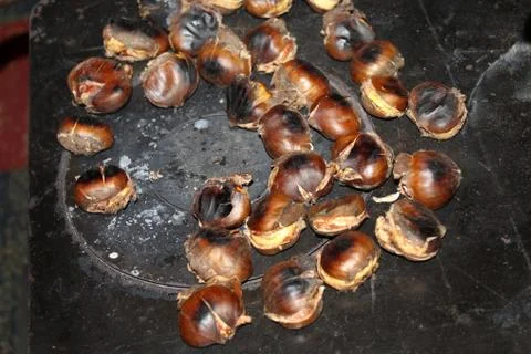 Chestnuts Roasting in Winter Stock Photos