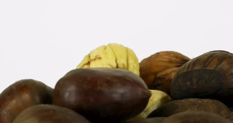 Chestnuts rotating on white background Stock Footage 146442625