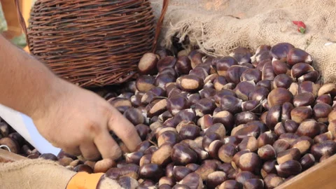 Chestnuts for sale Video stock 161264152
