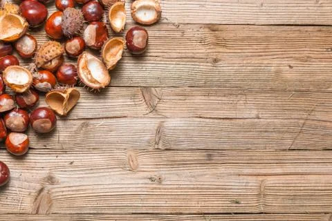 Chestnuts on a table Stock Photos