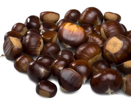 Chestnuts on white background. Stock Photos