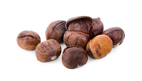 Chestnuts on white background. Stock Photos