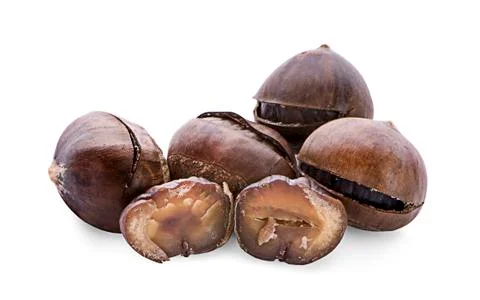 Chestnuts on white background. Stock Photos