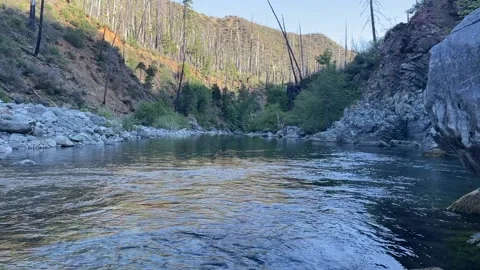 Chetco River, Oregon evening view Stock Footage 163626383