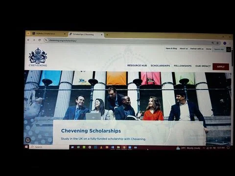 Chevening Scholarships website user interface. Stock Photos