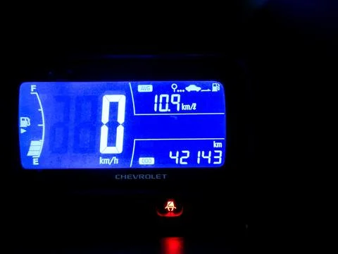Chevrolet Car Dashboard Digital Display Nighttime View Stock Photos
