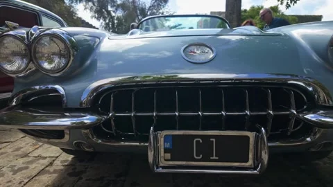 Chevrolet Corvette C1 Front Pan Right Slow Motion Stock Footage 323336960