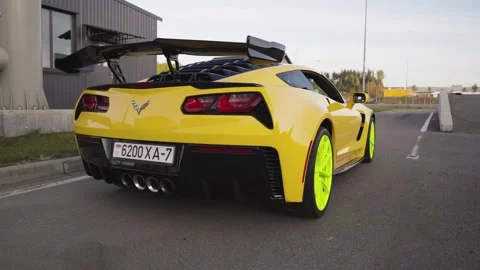 Chevrolet Corvette С7. Back View Stock Footage 252937995