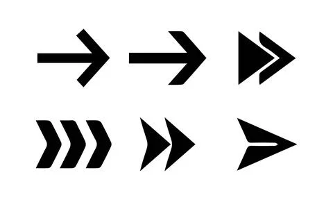 Chevron and Fast Forward Arrow Symbols Collection Stock Illustration