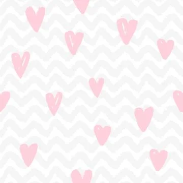 Chevron and hearts seamless pattern. Stock Illustration