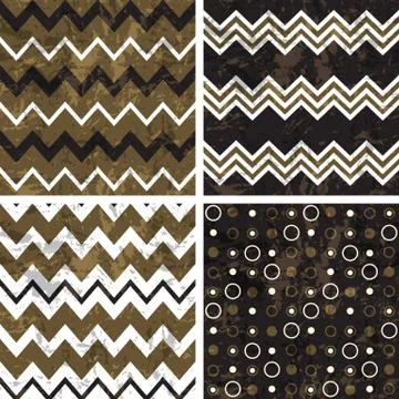 Chevron and polka dot patterns Stock Illustration