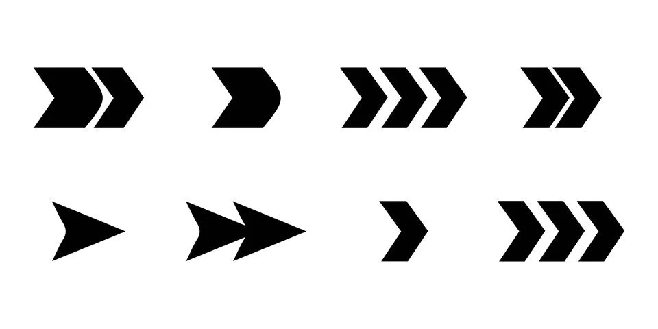 Chevron Arrowhead Icon Collection Stock Illustration