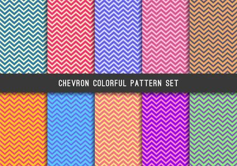 Chevron Colorful Seamless Pattern Background Set Stock Illustration