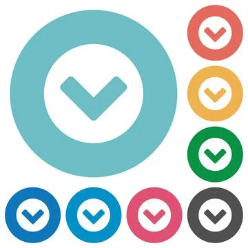 Chevron down flat round icons Stock Illustration