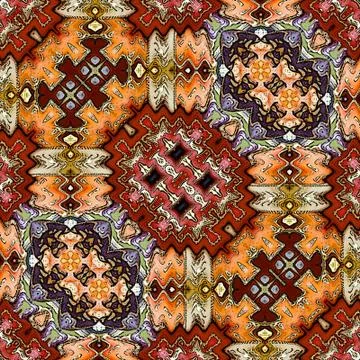 Chevron frame pattern for rug print. Cozy background in autumn colors: sweet Stock Illustration