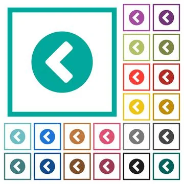 Chevron left flat color icons with quadrant frames Stock Illustration