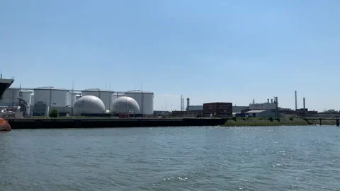 Chevron Oronite technology lab, oil facilities at Port of Rotterdam. Netherlands Stock Footage 244861860