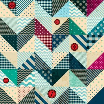 Chevron patchwork in nautical style with grunge elements. Stock Illustration