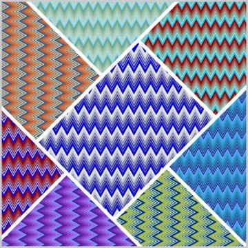 Chevron patchwork tile, multicolored design element, decorative background Stock Illustration
